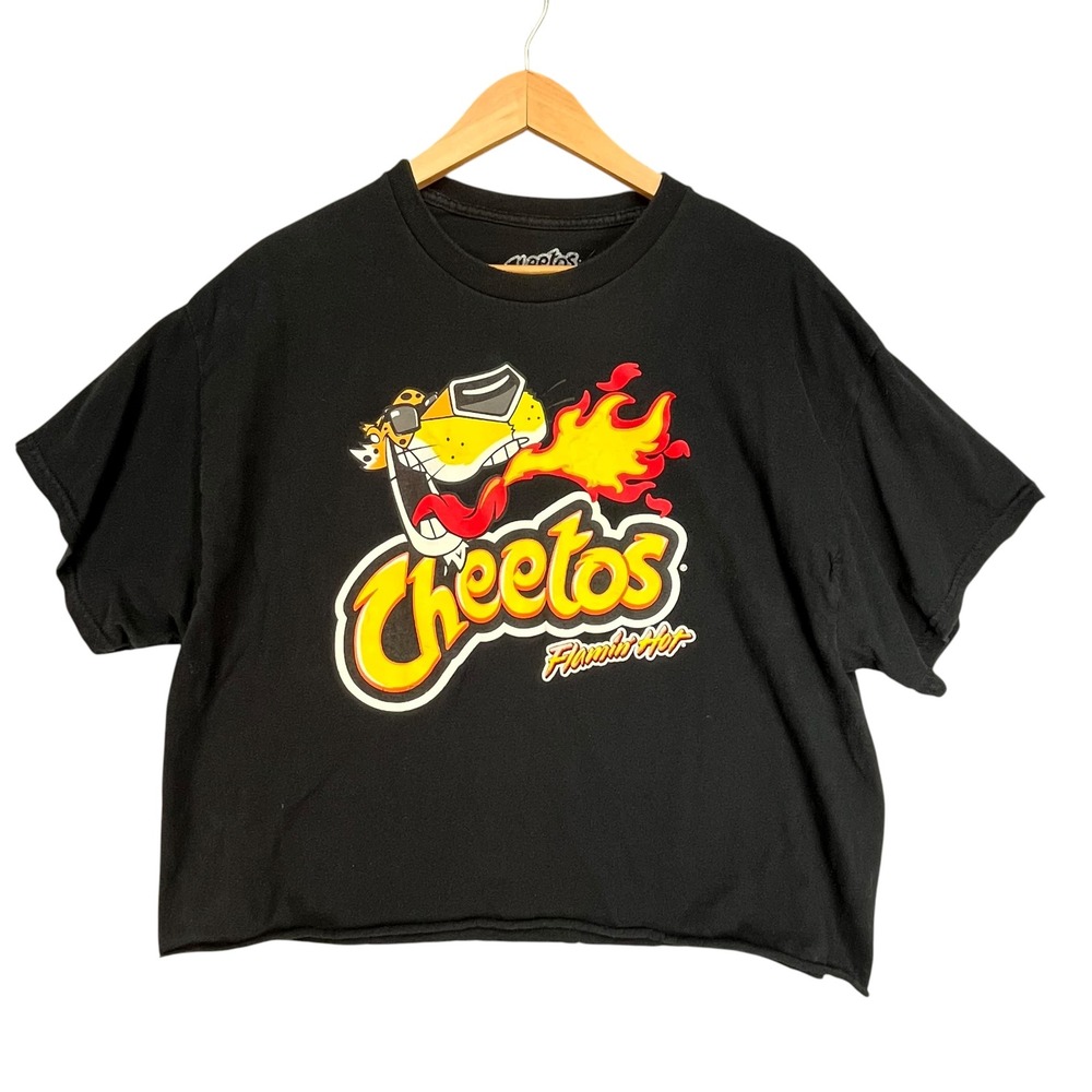 Cheetos‎ Flamin Hot Chester Cheetah Graphic Cropped T-Shirt Black XL